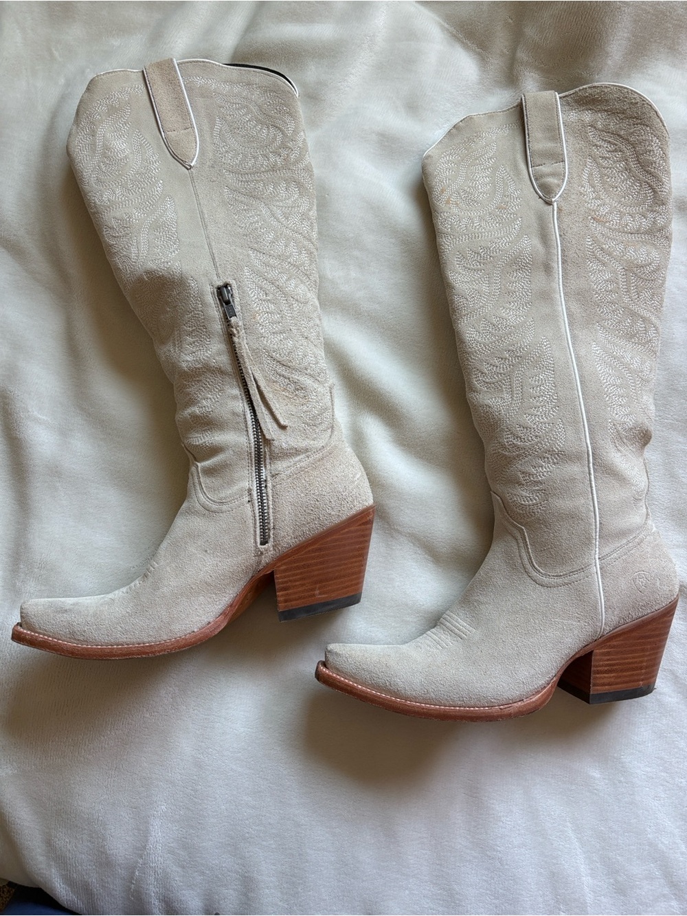Women's Ariat Beige Suede Western Knee-High Boots